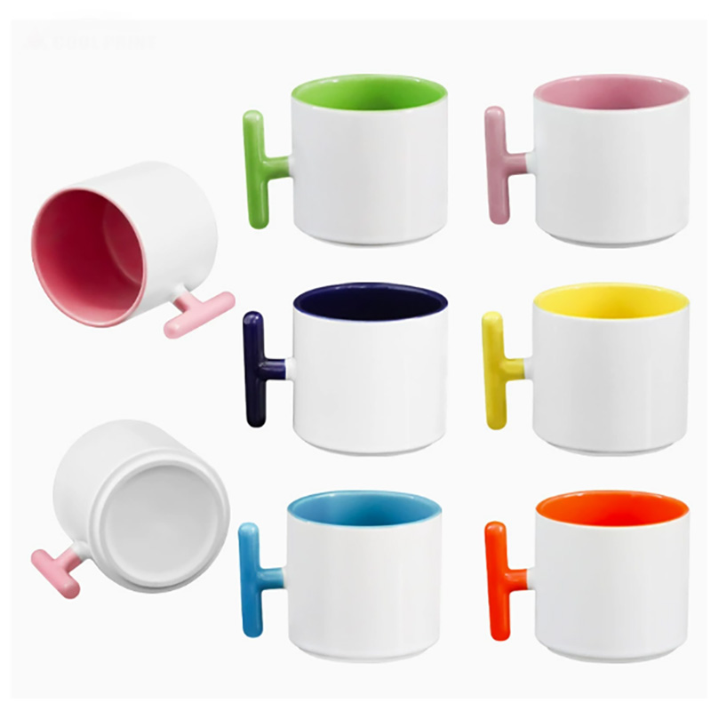Sublimation Mug White - 2 قطعة الإبداع T-شكل مقبض السيراميك